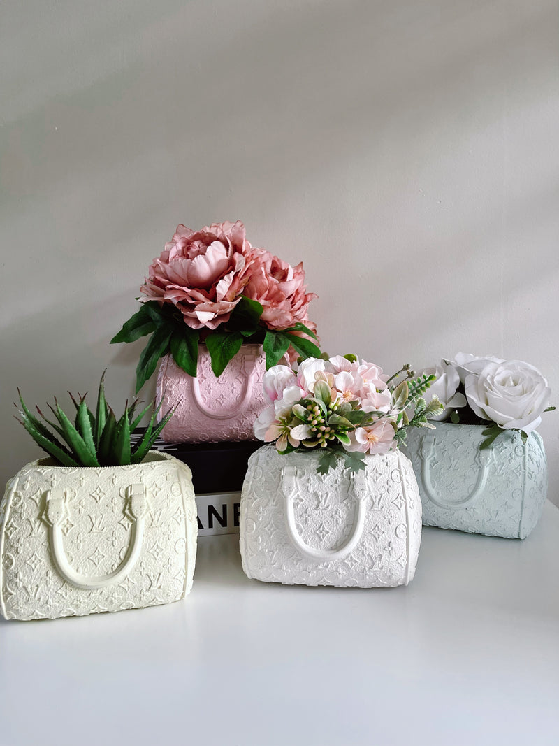 Designer Handbag Planter - White